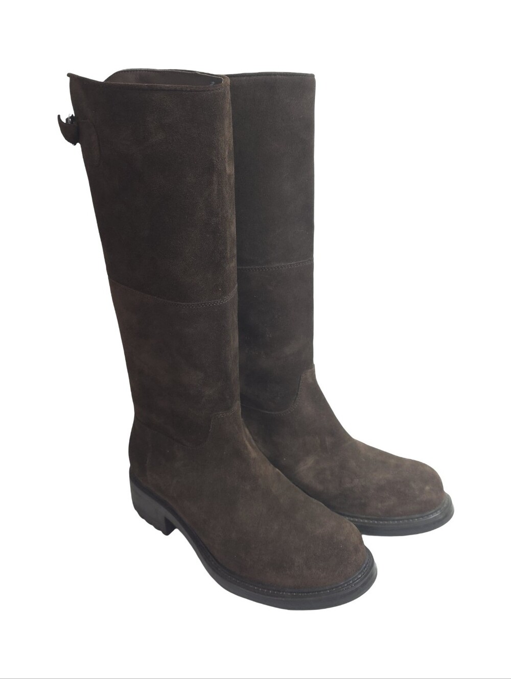Boemos Italian Suede Tall Riding Boots Women Brown Leather Lug Sole Size 8.5 M